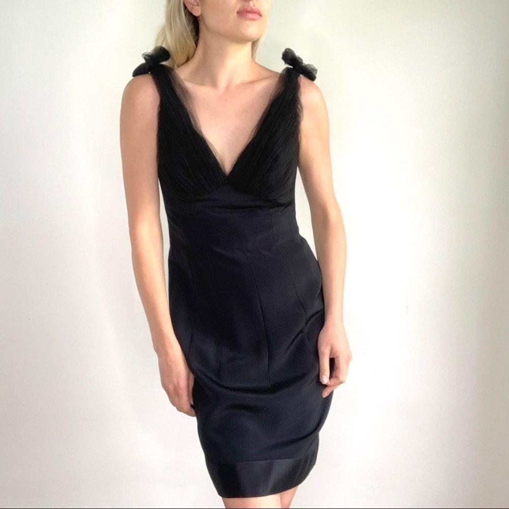 Badgley Mischka Black🖤 Silk Tulle Cocktail🍸 Dress👗, Size 6